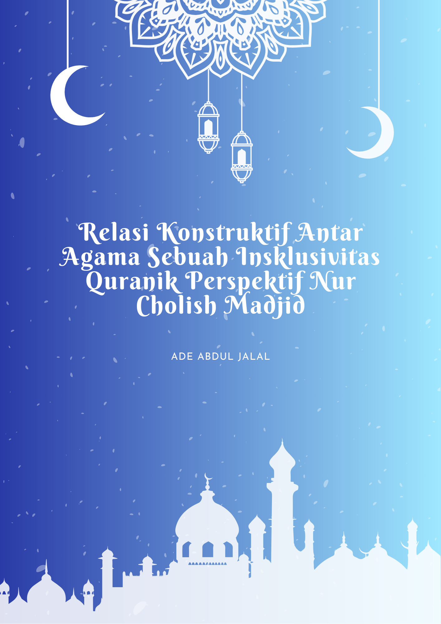 Blue & White Simple Eid Mubarak Poster